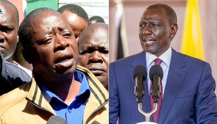 File image of Albert Ojwang's father (left) and President William Ruto.